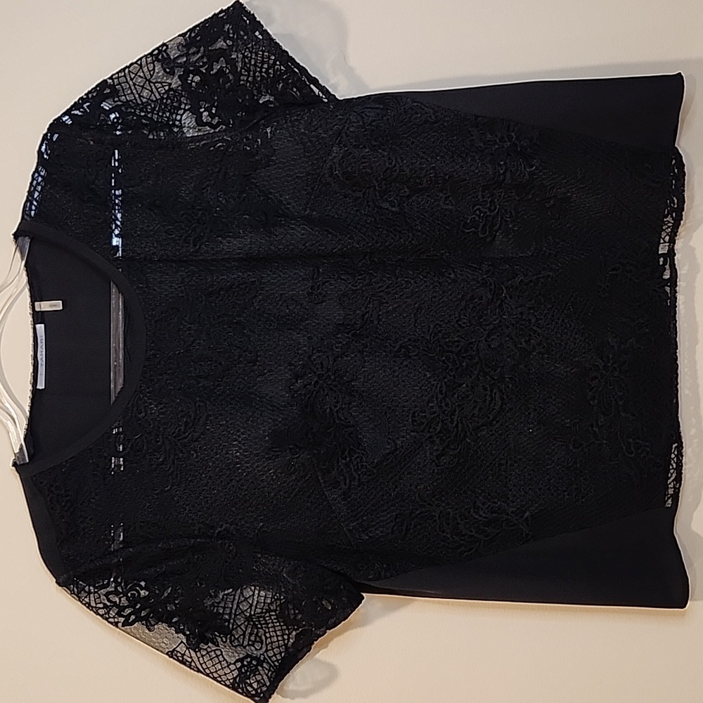 T Tahari Black Lace Blouse - Picture 8 of 8